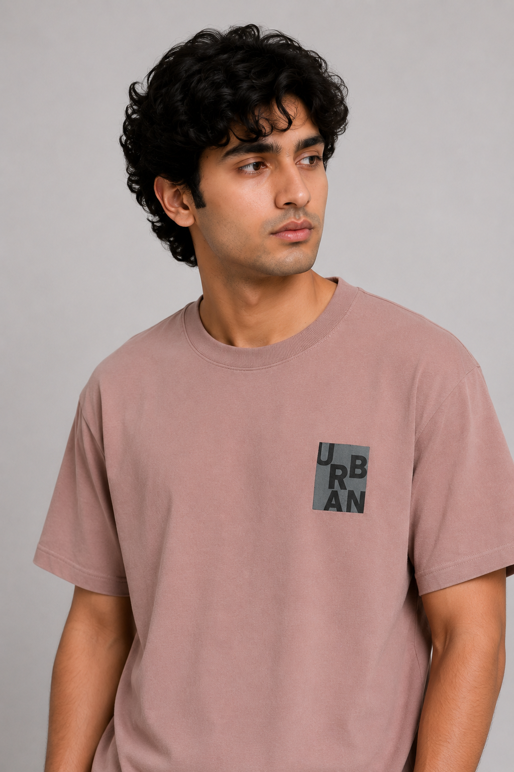 MEN TEA PINK DOWN SHOULDERT-SHIRT Reality