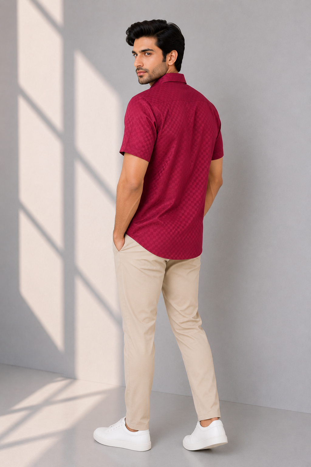 MEN CASUAL LIGHT MEHROON SHIRT Reality