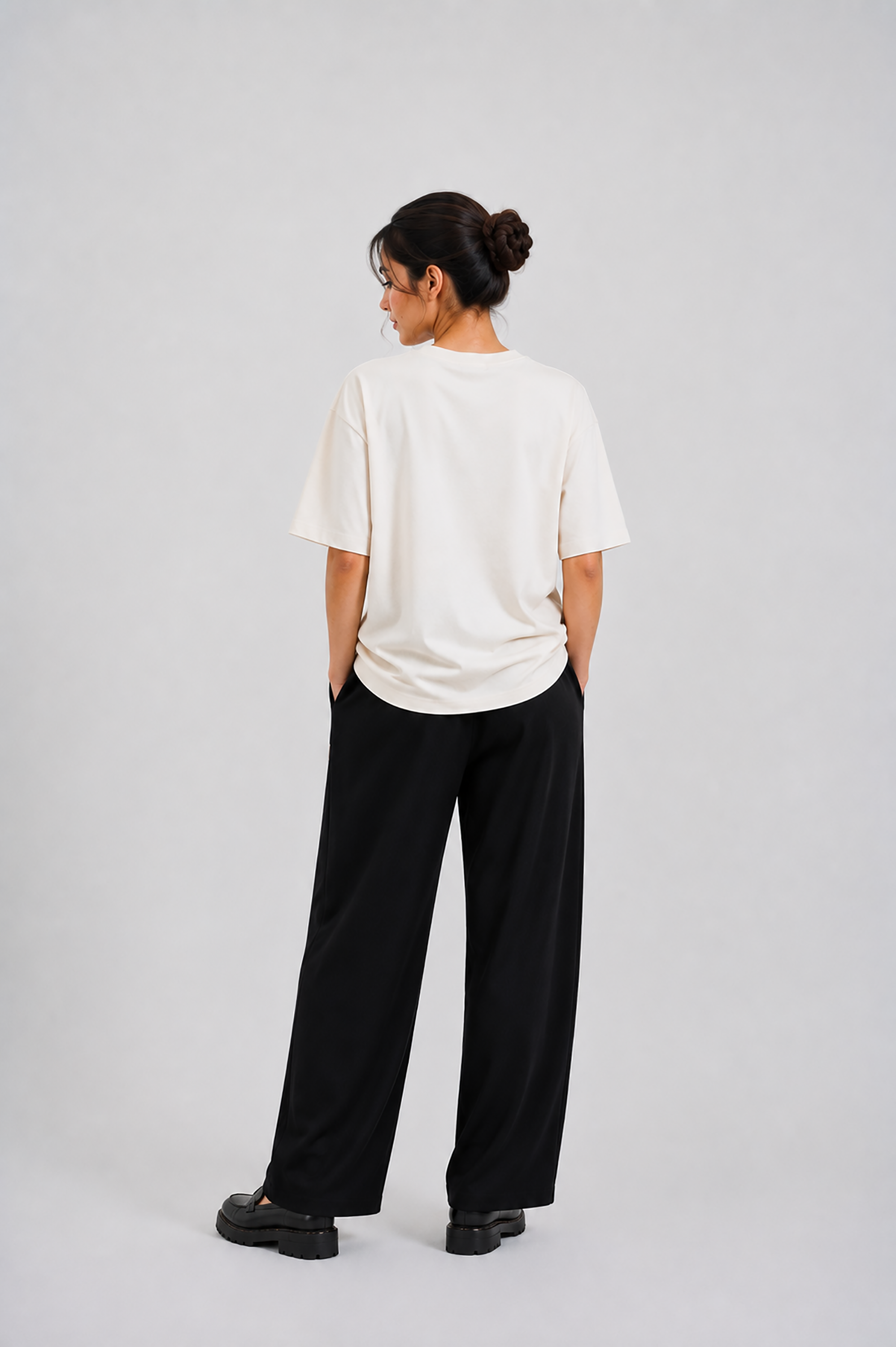 LADIES DOWN SHOULDER CREAM T-SHIRT Reality