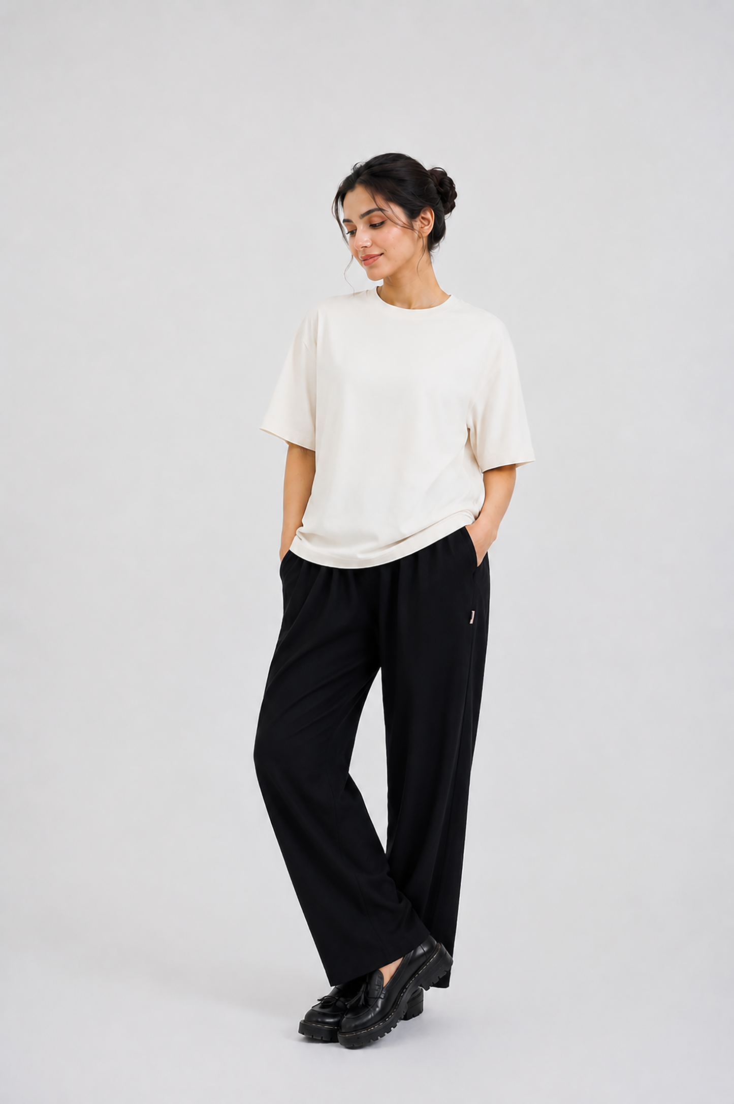 LADIES DOWN SHOULDER CREAM T-SHIRT Reality