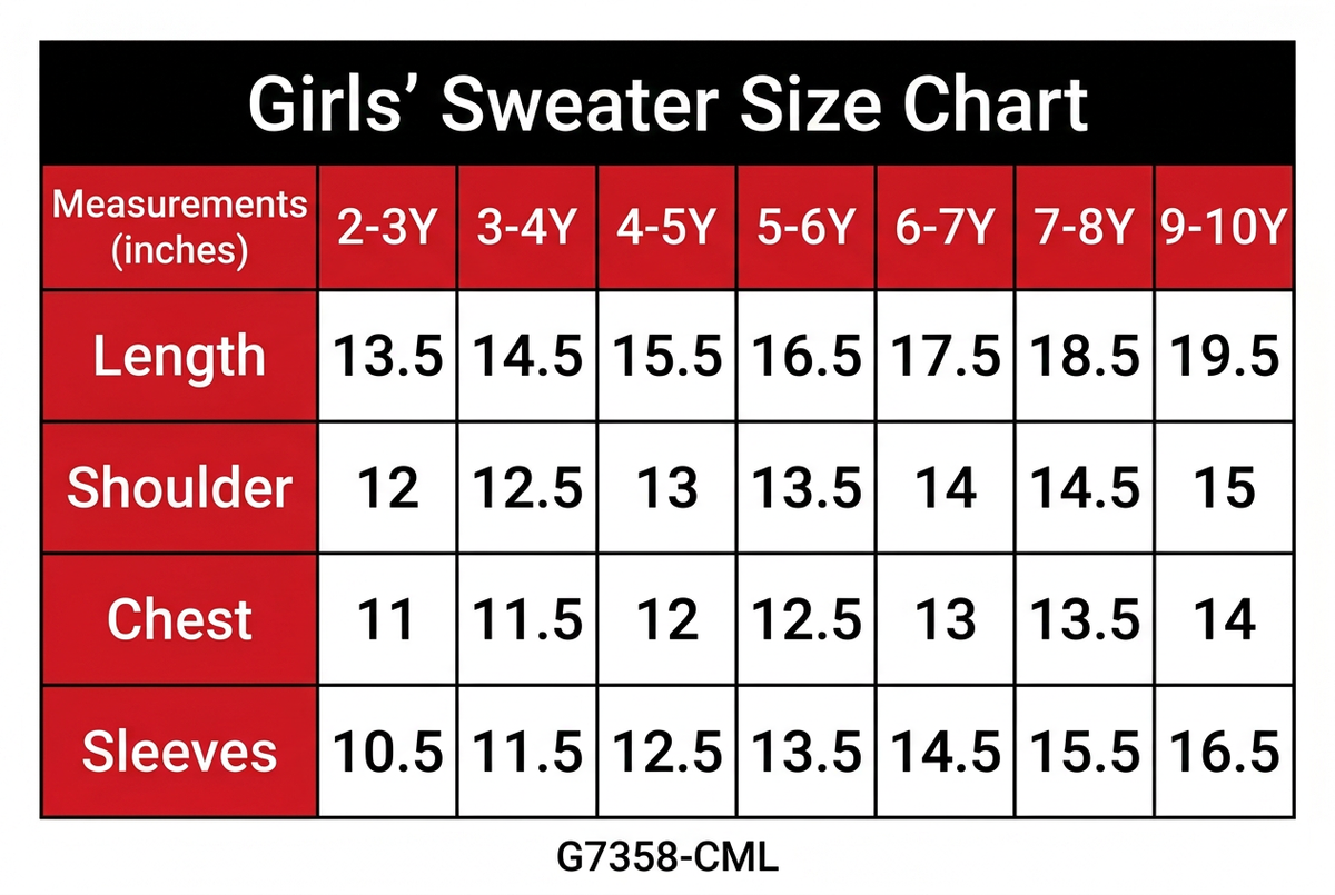 G7358-CML Size Chart