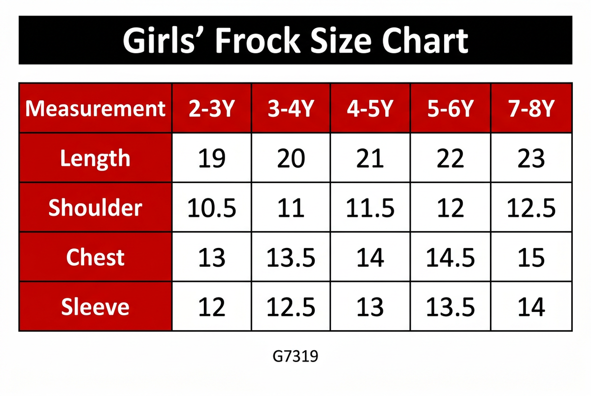 Girls' Frock Size Chart G7319