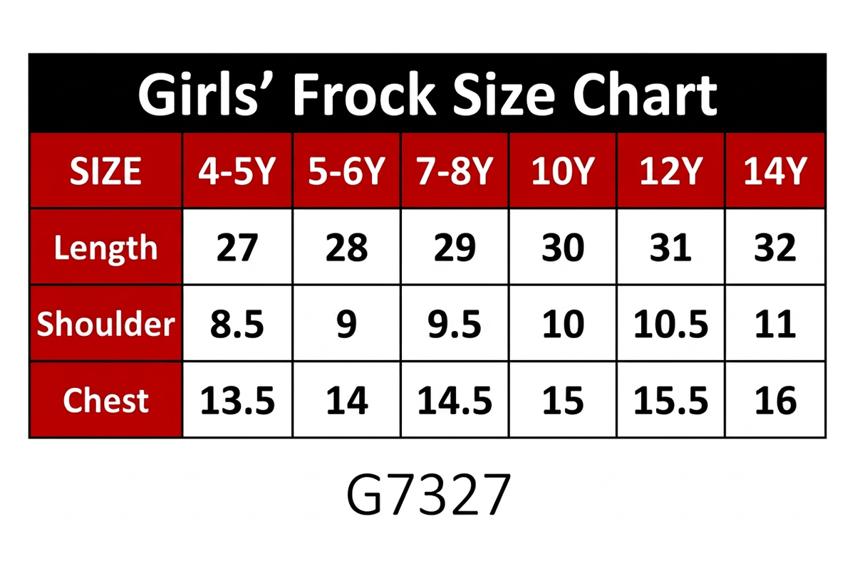 Girls’ Frock Size Chart G7327