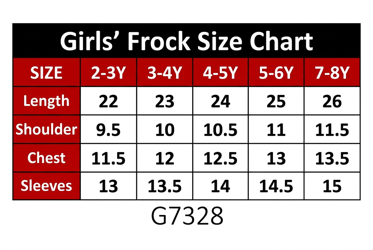 Girls’ Frock Size Chart G7328