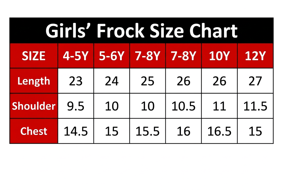 Girls’ Frock Size Chart