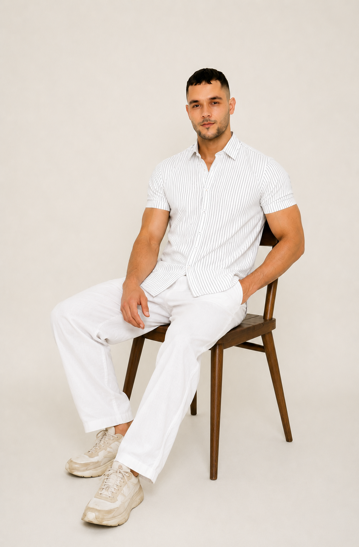 BLACK LINE STRIPED H/S CASUAL SHIRT Reality