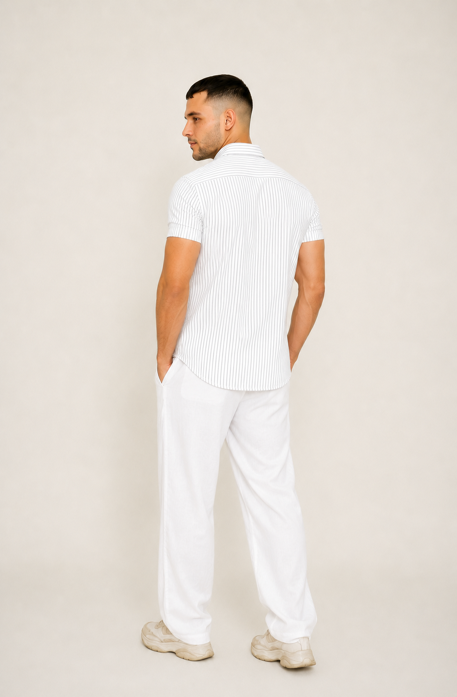 BLACK LINE STRIPED H/S CASUAL SHIRT Reality