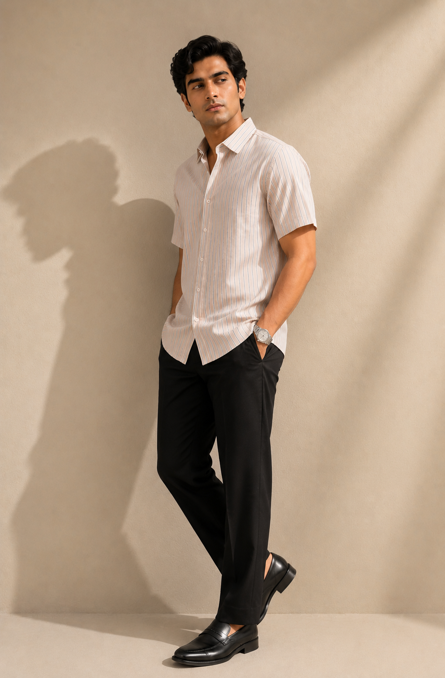 SKIN STRIPED H/S CASUAL SHIRT