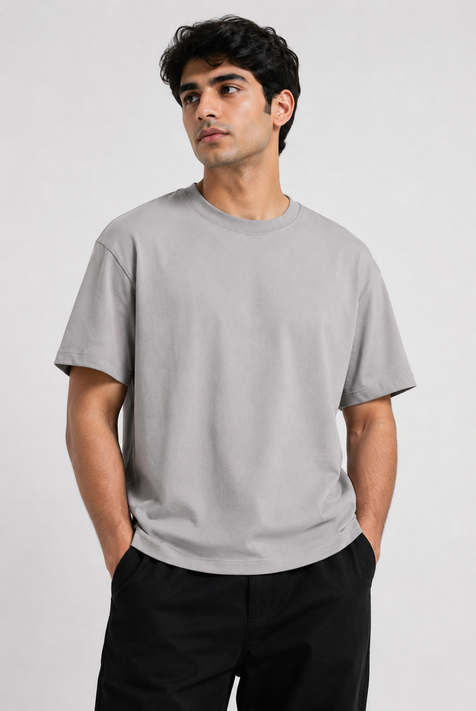 MEN GREY DOWN SHOULDER T-SHIRT Reality