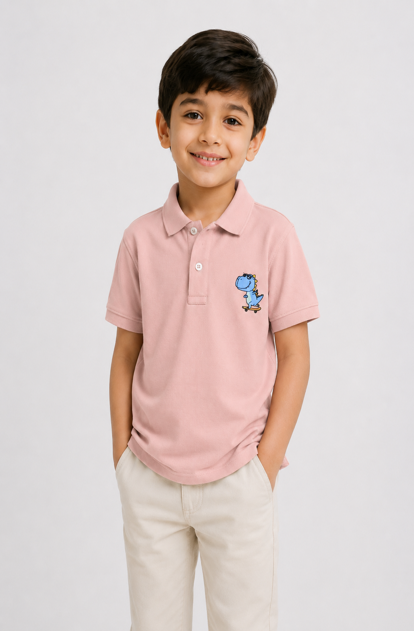 DINO PRINTED TEA PINK POLO Reality