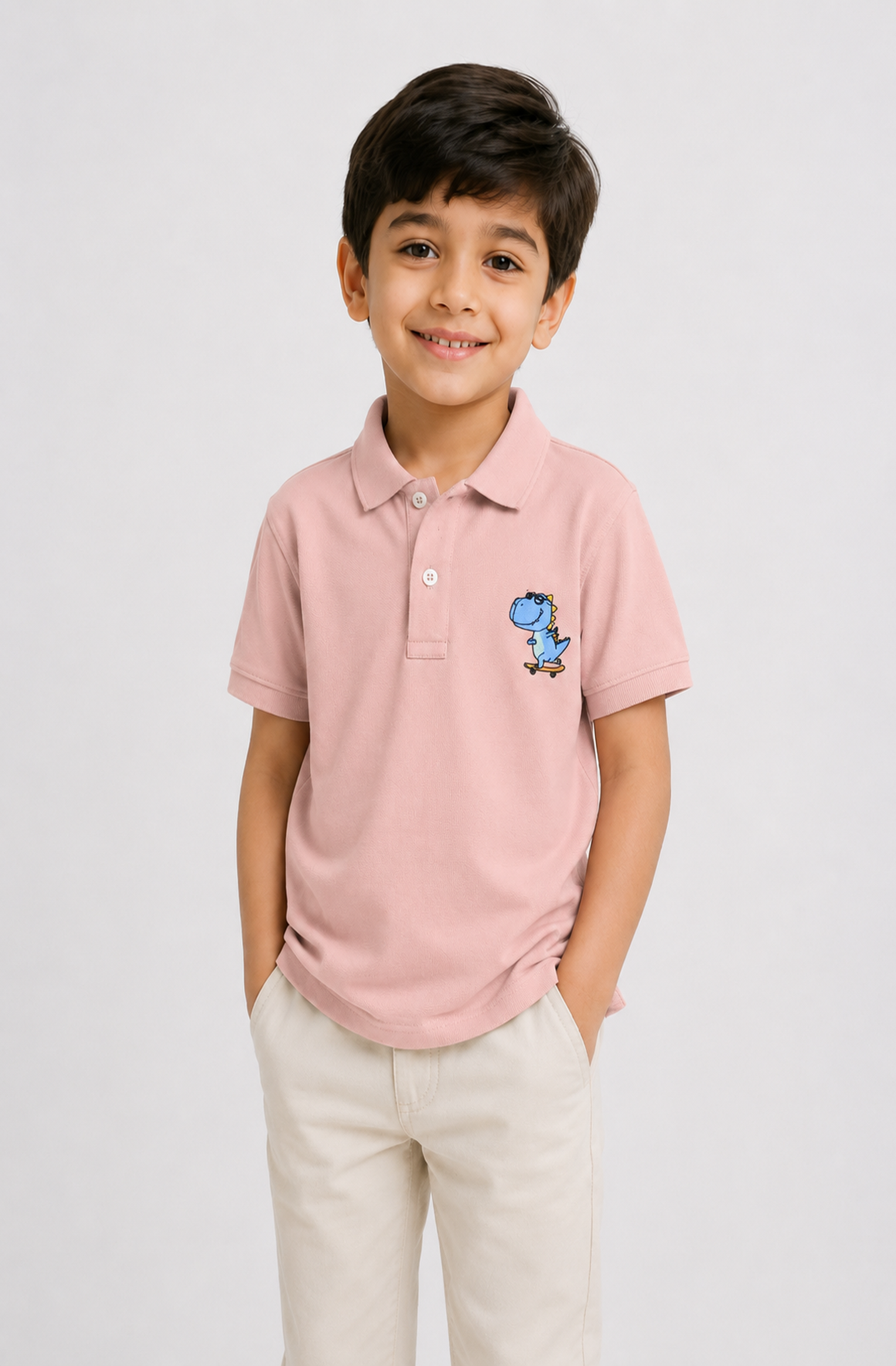 DINO PRINTED TEA PINK POLO