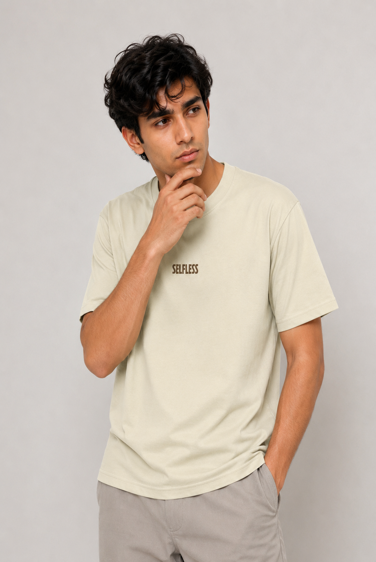 MEN CREAM DOWN SHOULDER T-SHIRT Reality