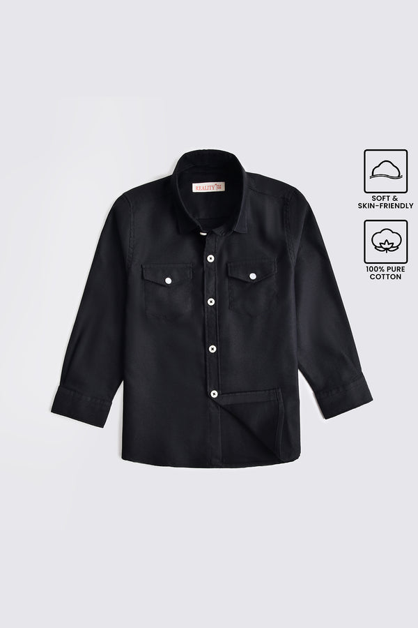 Black Cotton Casual Shirt (3-24M)